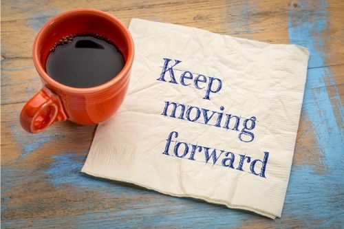 how to be your own boss - 'keep moving forward' napkin